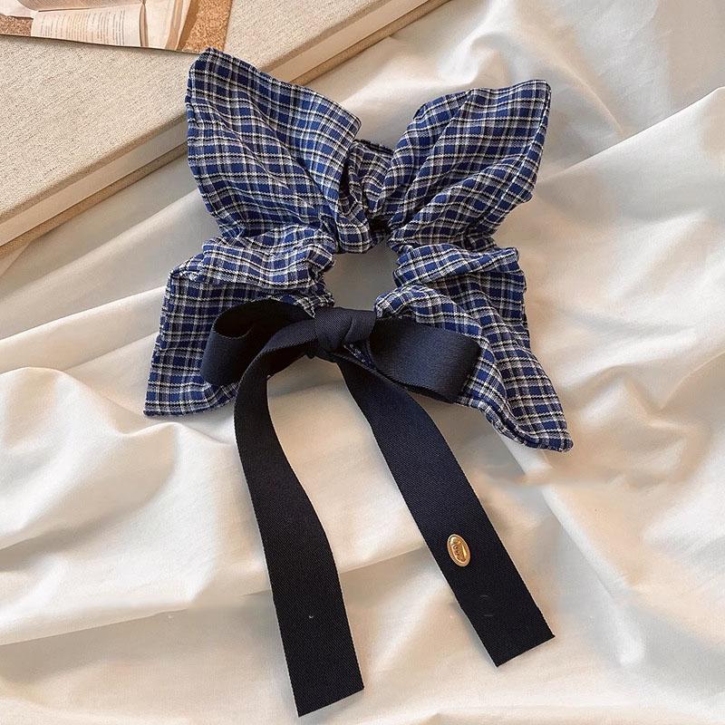 

Новые корейские большие кольца для волос, винтажные синие клетчатые эластичные повязки для волос, повязки на голову, резинки для волос, женские аксессуары для волос, подарки аэро