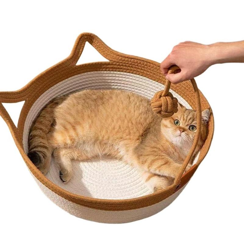 Cats Play Basket Bed Stylish Nest for Small Puppy Kittens Cartoon Kittens Mat Pet Bed Scratch Resistant for Household