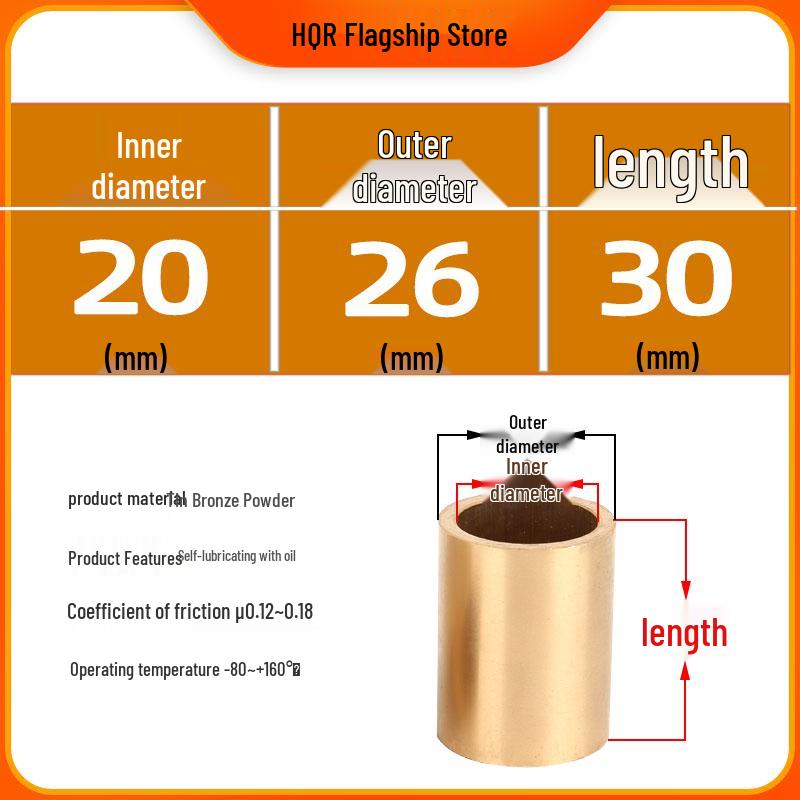 Self-Lubricating Oil-Impregnated Copper Bearing Bushing, Inner Guide 3-5, 6-8, 10-14, 15-32
