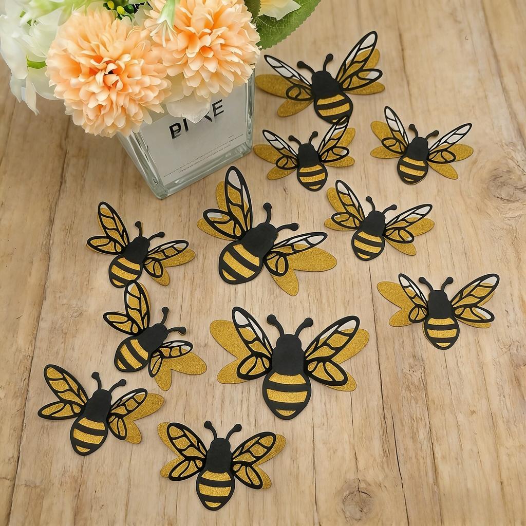 12pcs/set Artistic PVC Wall Decal, 3D Bee Mural, Self-adhesive Wall Art Sticker For Bedroom, Entryway, Living Room, Office,Porch