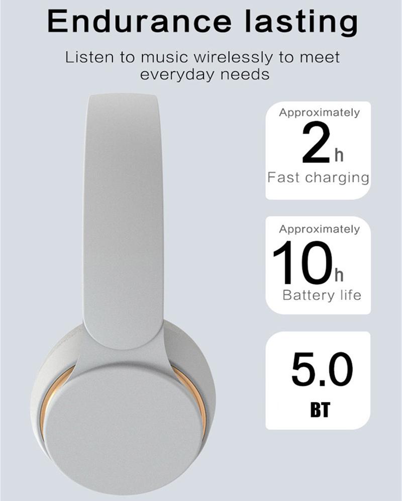 Wireless Bluetooth Headset Hifi Stereo Strong Bass Noise Cancelling Earphones Supoort Tf Card With Mic Deep Bass Headset