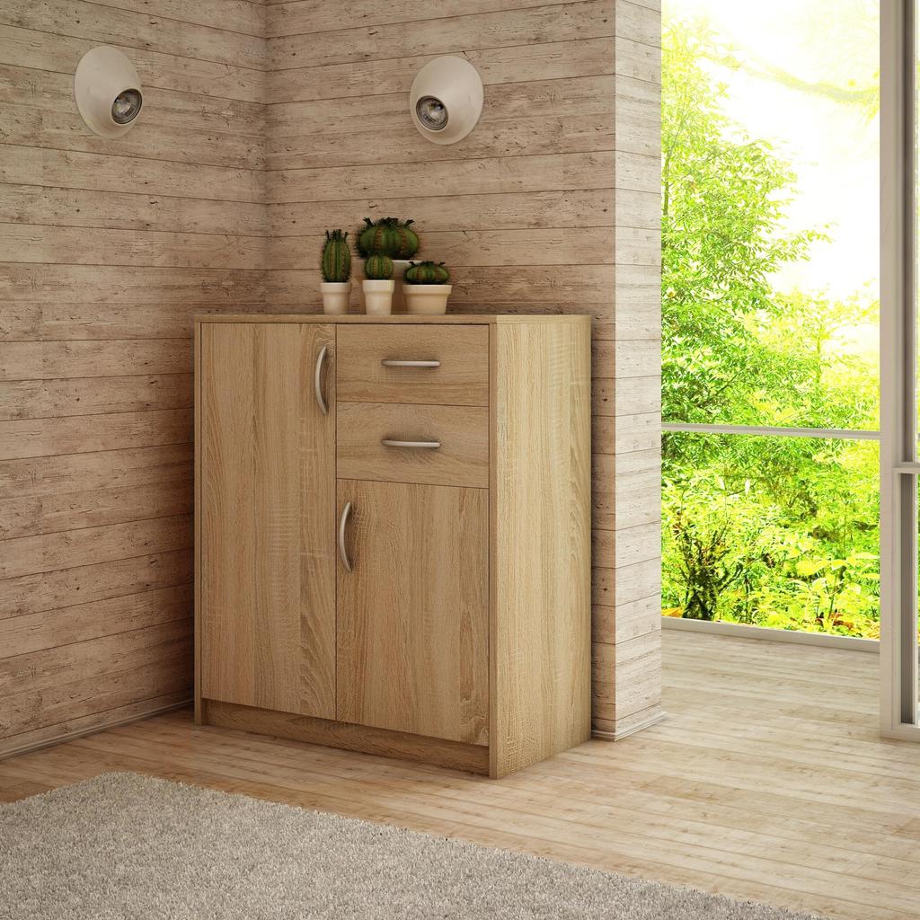Chest Of Drawers, Cabinet, 2D2S, Sonoma Oak, Drawers, Shelf, Bookcase