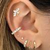 New Fashion Helix Piercing Flower Petal Earring Women Trend Sliver Gold Color Zircon Tragus Bone Stud Ear Ring Body Chic Jewelry