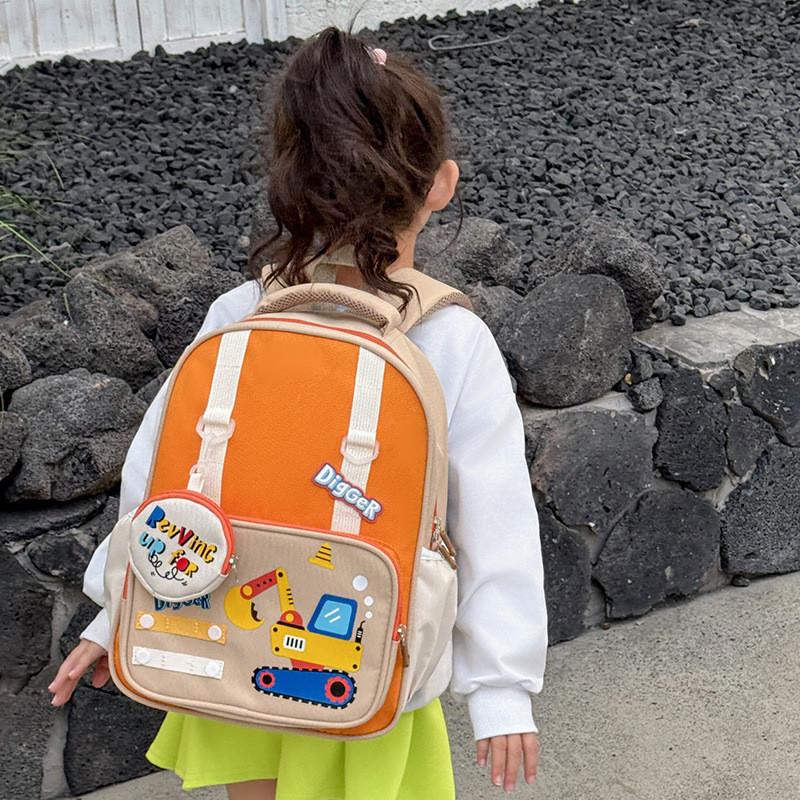 Elementary Children Backpack School Unisex Double Shoulder Bag With Coin Purse