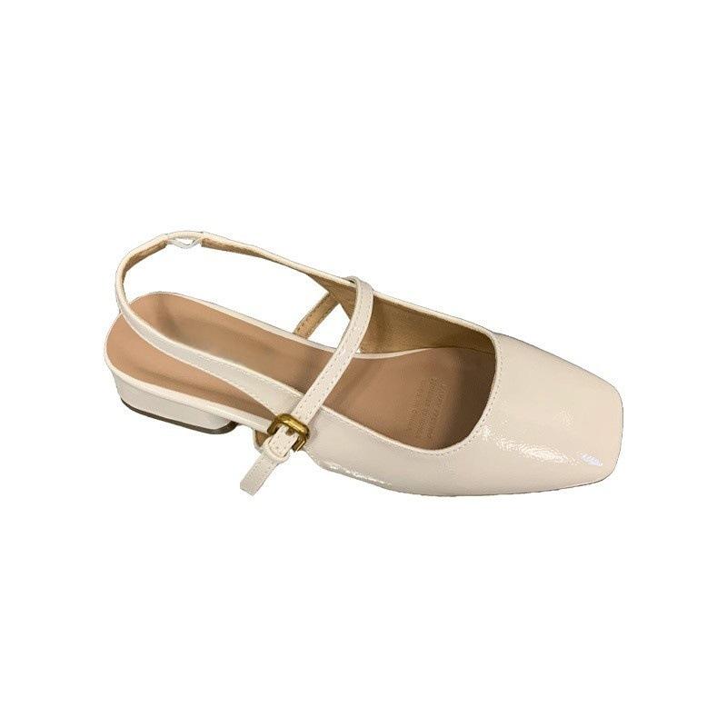 2025 summer new square head thick heel bag head sandals women's rear strap summer low heel commuter sandals