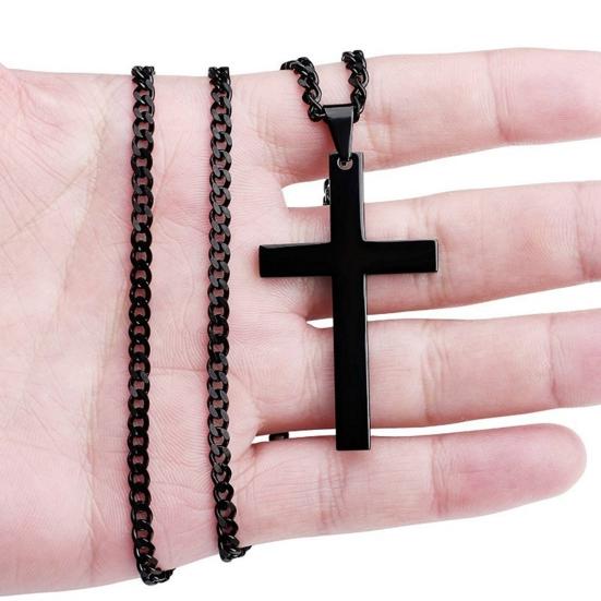 Ciondolo a Croce in Acciaio Inossidabile Uomo Donna Collana a Catena Gioielli Religiosi Regalo