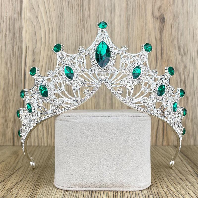 Elegante Barock-Hochzeitskrone für die weibliche Braut, Kristallperlen, Königinkrone, Braut-Tiara, Prinzessinnen-Haar-Accessoire, Schwarz