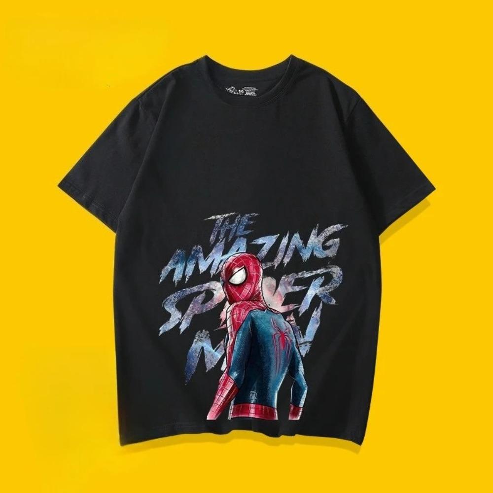 The Amazing Spider-Man Hand-Drawn Style Cotton T-Shirt, Marvel Superhero Graphic Tee, Unisex/Youth Casual Top
