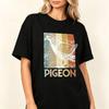 Vintage Style Unisex Cotton Tshirt Distressed Pigeon Outline Print Retro Color Block Bird Graphic Casual Daily Short Sleeve Tees