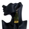 Fabric Ear Stud Boho Gradient Dangle Drop Earrings Bohemian Multilayer Drop Long Tassel Earrings