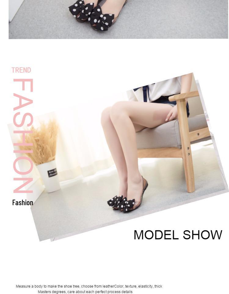 Damen Pünktchen Schleife Flache Jelly Slip-On Sandalen