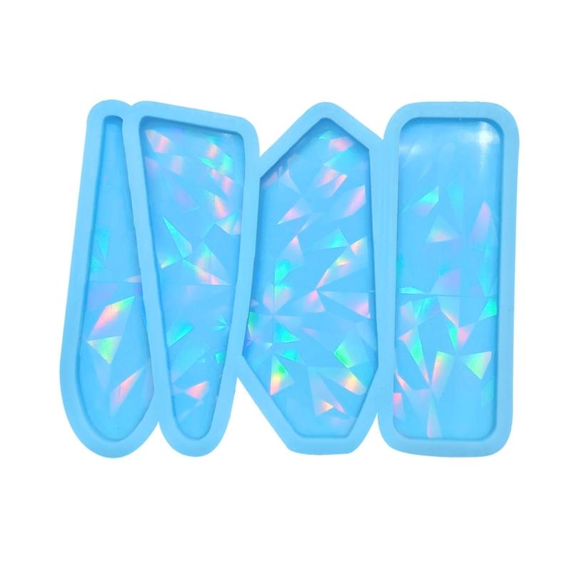 Resin Hair Clips Mold Colorful Holographics Epoxy Resin Casting Mold for DIY Crafts Bookmarks Hair Clips Jewelry Making синий