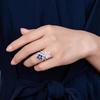 2023 Korean Fashion Temperament Blue Crystal Twisted Leaves Flowers Ring for Women  Sterling Silver  Party Ring