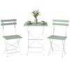 Outdoor Bistro Set Folding Patio Furniture Set With 2 Chairs Table For 2 People White And Green