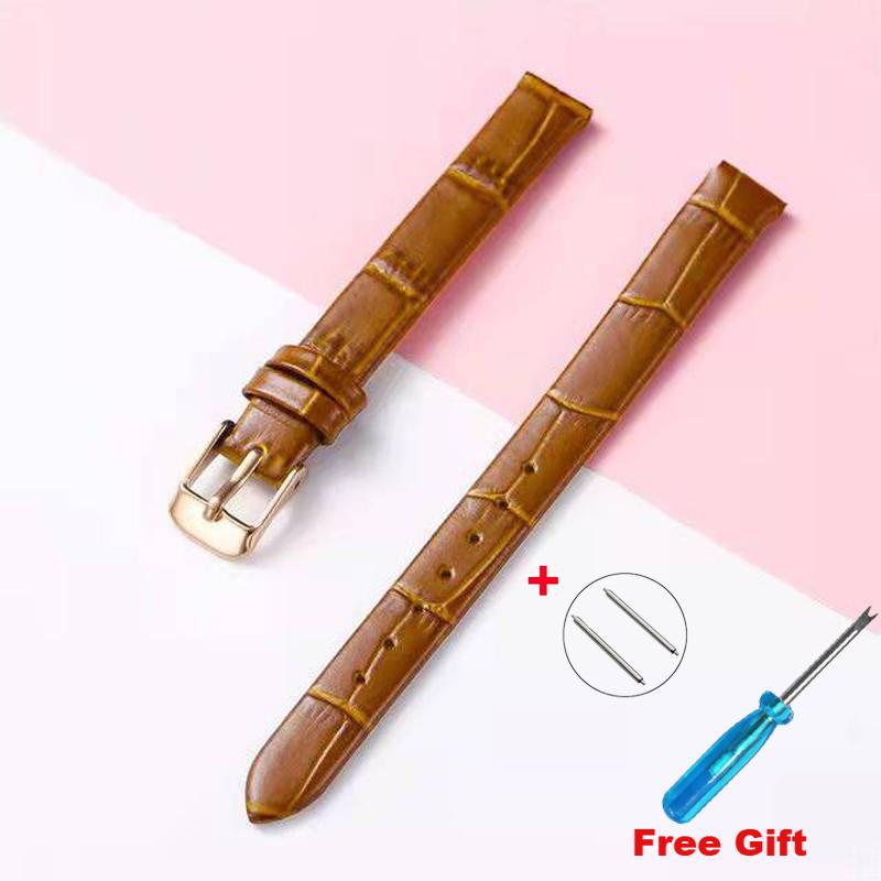 Leather Wath Strap 8mm 10mm 12mm 14mm 16mm 18mm 20mm Strap Genuine Leather Watch Bracelet Rose Gold Buckle with Tool