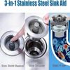 Kitchen Filter Sink 3 In 1 Pop Up ABS Silver Plated Sink Strainer Drain Basket Stopping Blockage Bouncing Core Leak-proof Plug