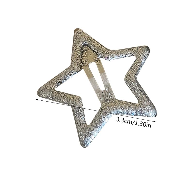 2Piece Star Snap Hair Clip Non-slip Metal Hair Barrettes Hair Accessory for Women Girls Fashion Star Hairpin for Kids