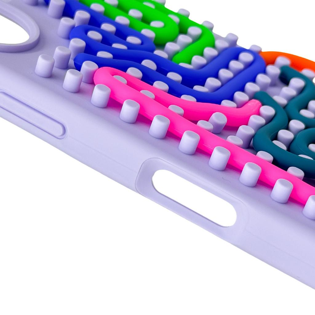 Für iPhone 16 Hülle 3D Stressabbau DIY Bunte Leiste Silikon+PC Handyhülle Punkte Design