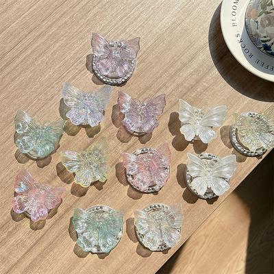 Three-Dimensional Colorful Butterfly Mobile Phone Airbag Bracket Magnetic Paste Flash Powder Wind Ring Desktop Watching Drama