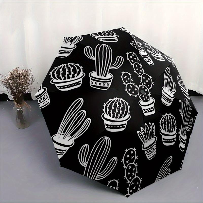 1pc Cactus Pattern Automatic Umbrella - 8-Rib Foldable Design, Outdoor Adventures, and Family Celebrations yy250829048