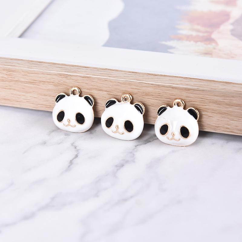 10Pcs/Set Cute Panda Animals Alloy Enamel Charms Pendant Diy Craft Jewelry Gift