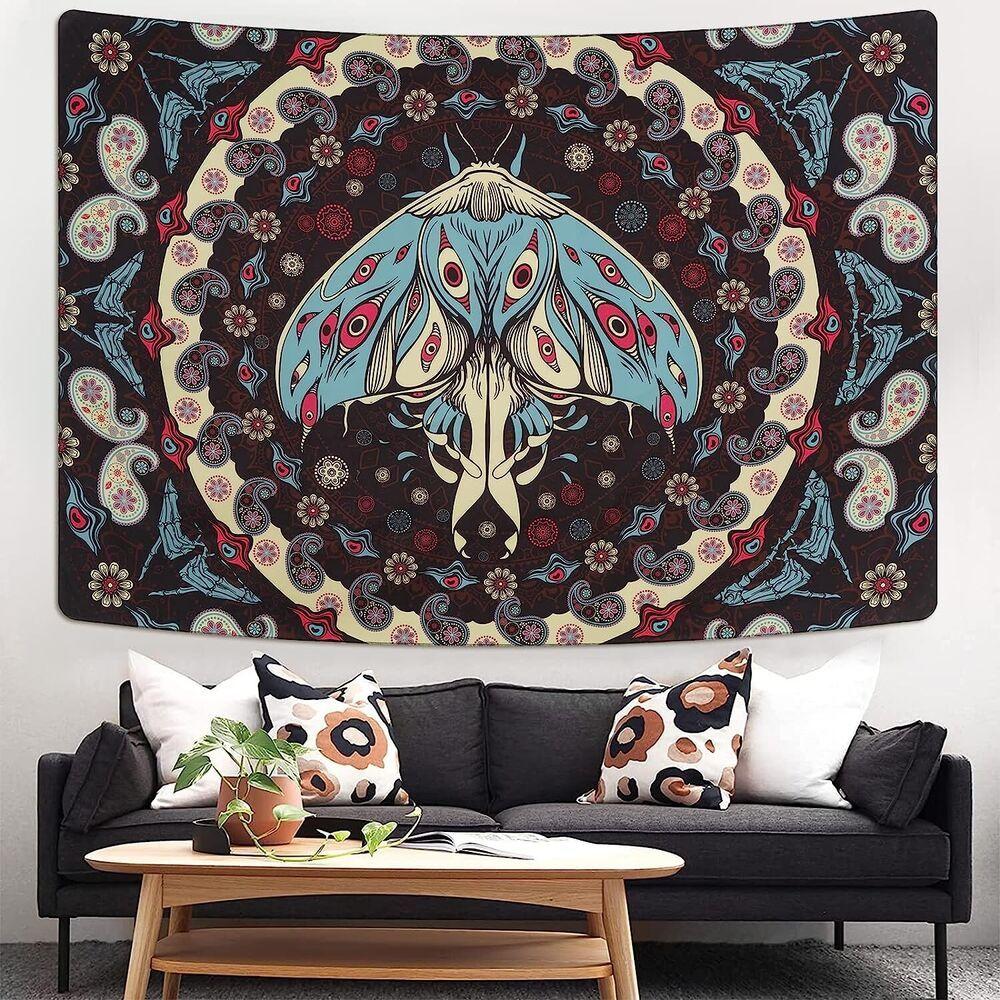 Tapestry Boho Moth Full Mandala 75x100 чёрный