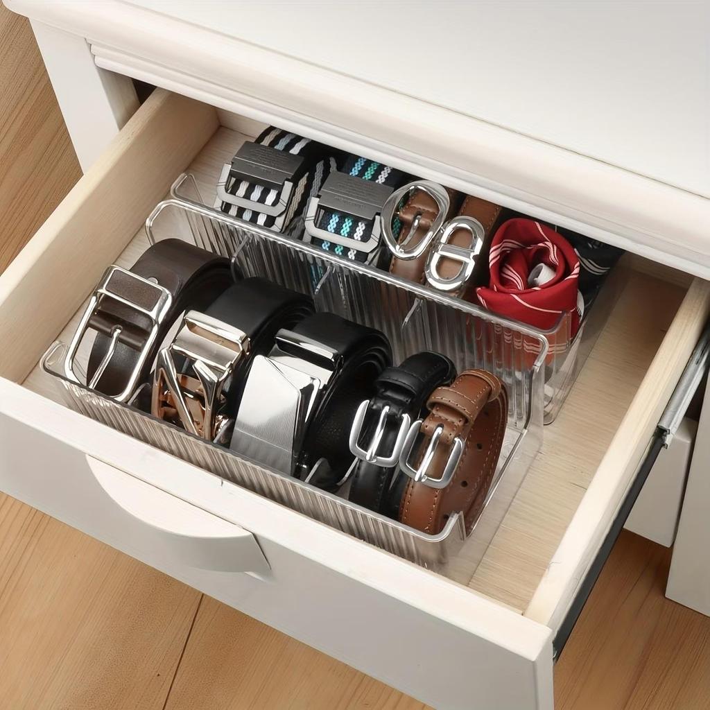 1pcs Large Acrylic Organizer for Belts & Accessories – Versatile Closet/Dresser/Bathroom Storage Solution