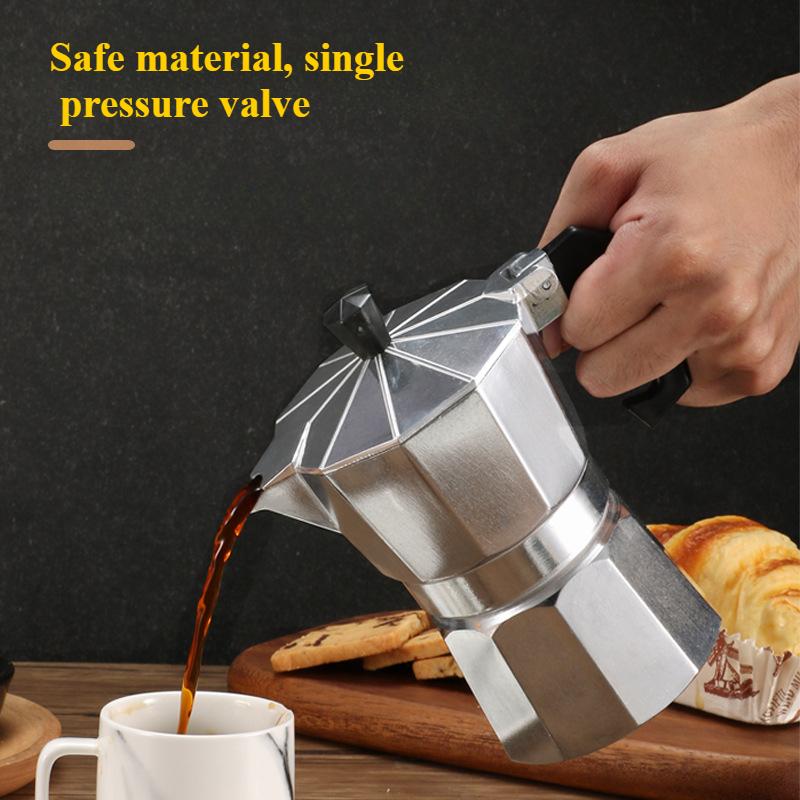 Aluminum Mocha Pot for Household Kitchen Espresso Machine Octagonal Mocha Pot