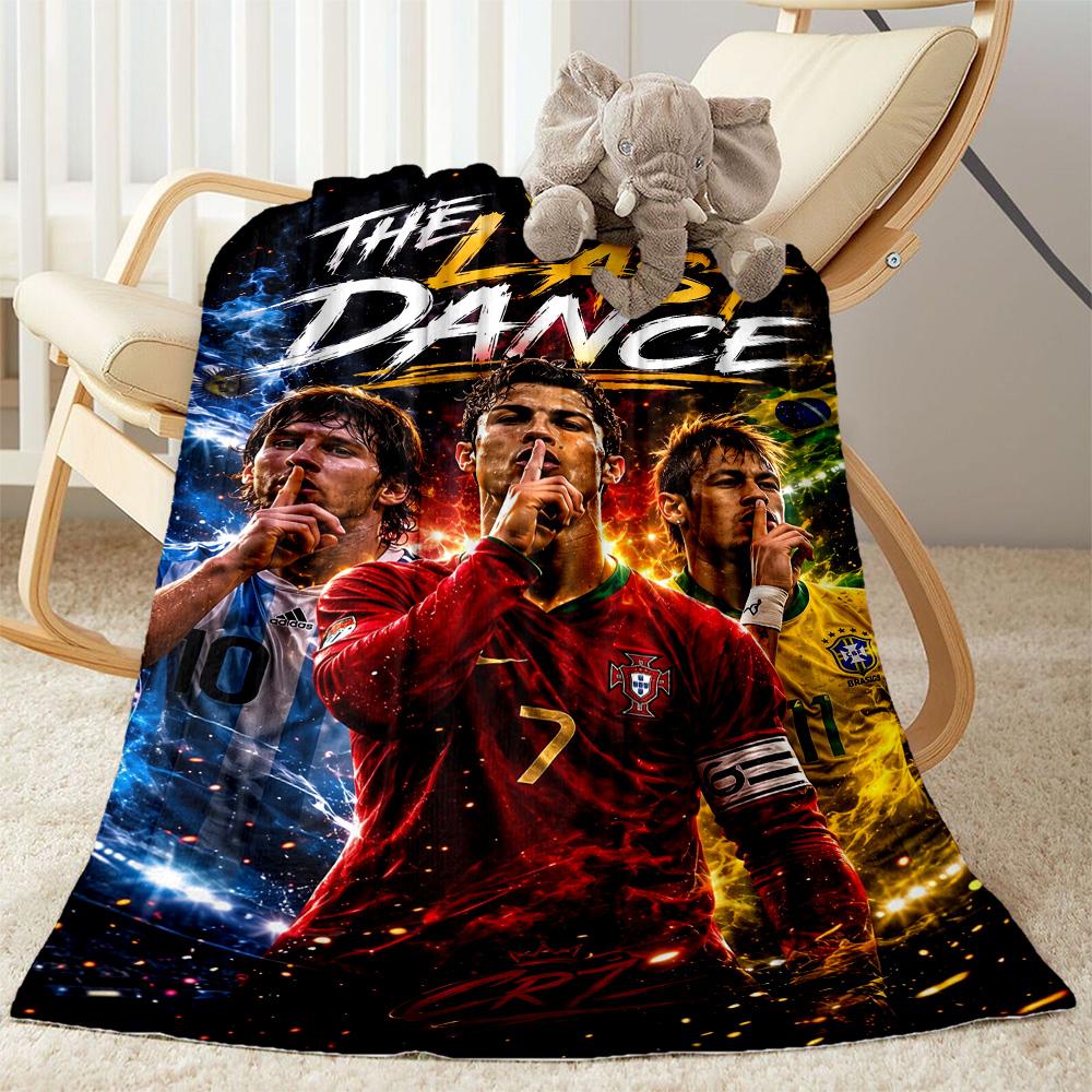 Ronaldo's Powerful Football Legend Cr7 Blanket Comfortable Perfect for Chair Sofa Office Four Seasons Multipurpose Digital Print
