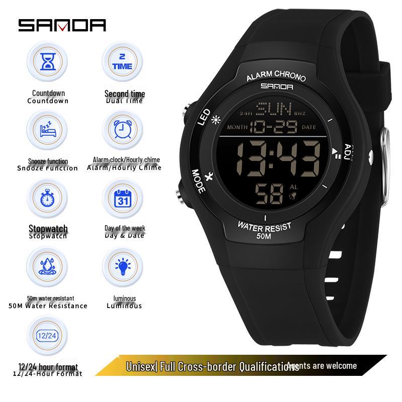 Sanda Waterproof Multifunctional Sports Watch for Teenagers and Students