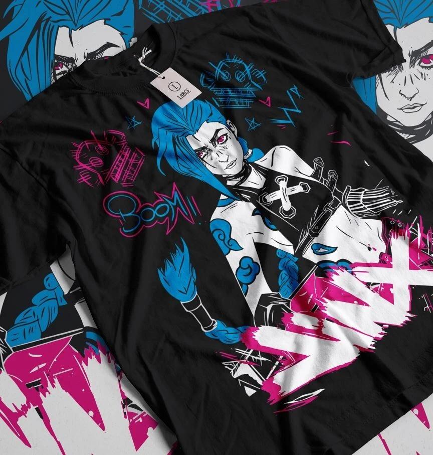 Jinx Arcane Tshirt Japanese Anime Cartoon Jinx Arcane Graphic Tshirt All Size S