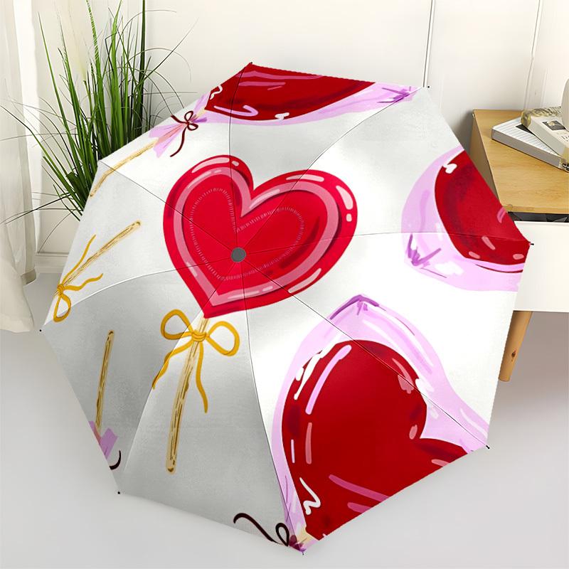 

1pc Lollipop Hearts Automatic Opening/Closing Umbrella with Operation & Windproof Canopy - Folding Design, Holiday Gift yy260225140