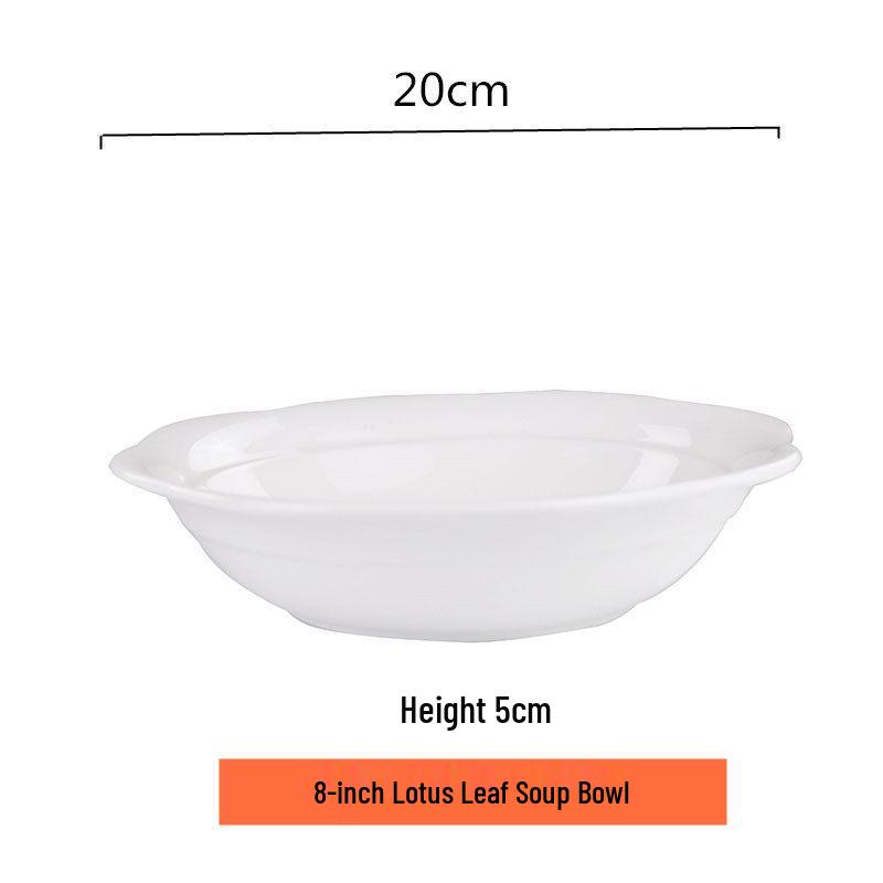 Elegant White Ceramic Pickled Fish & Noodle Bowl for Home or Restaurant Use