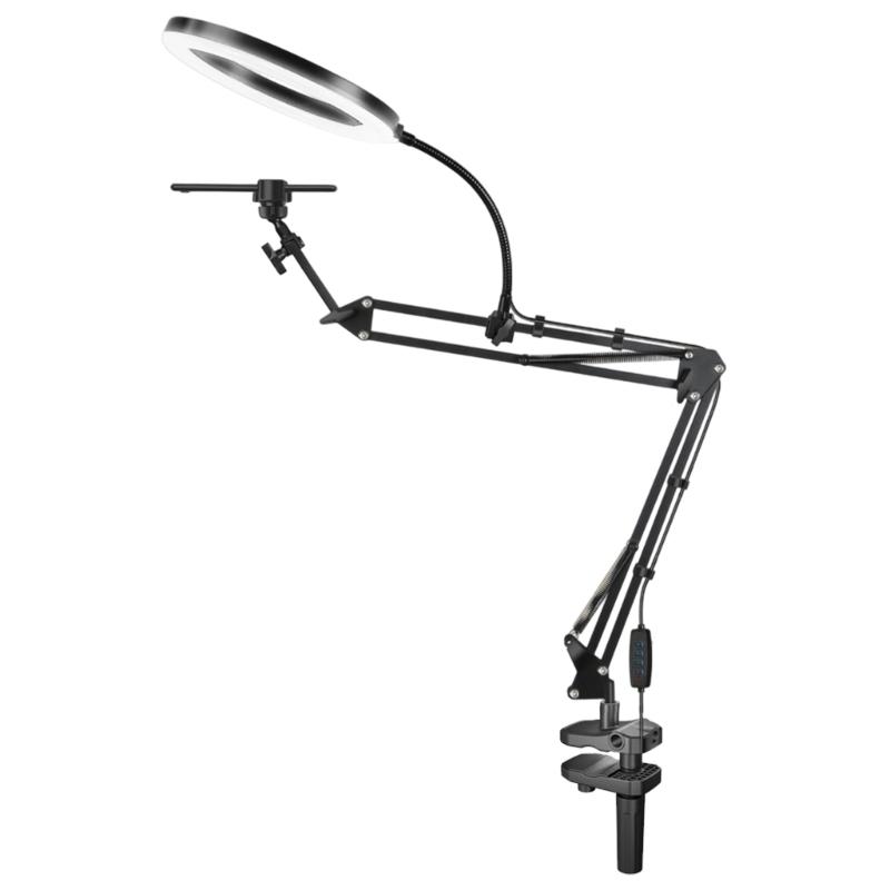 Adjustable Overhead Phone Mount With Rings Light Camera Arm Stand for Video Recording Live Streaming Art Craft