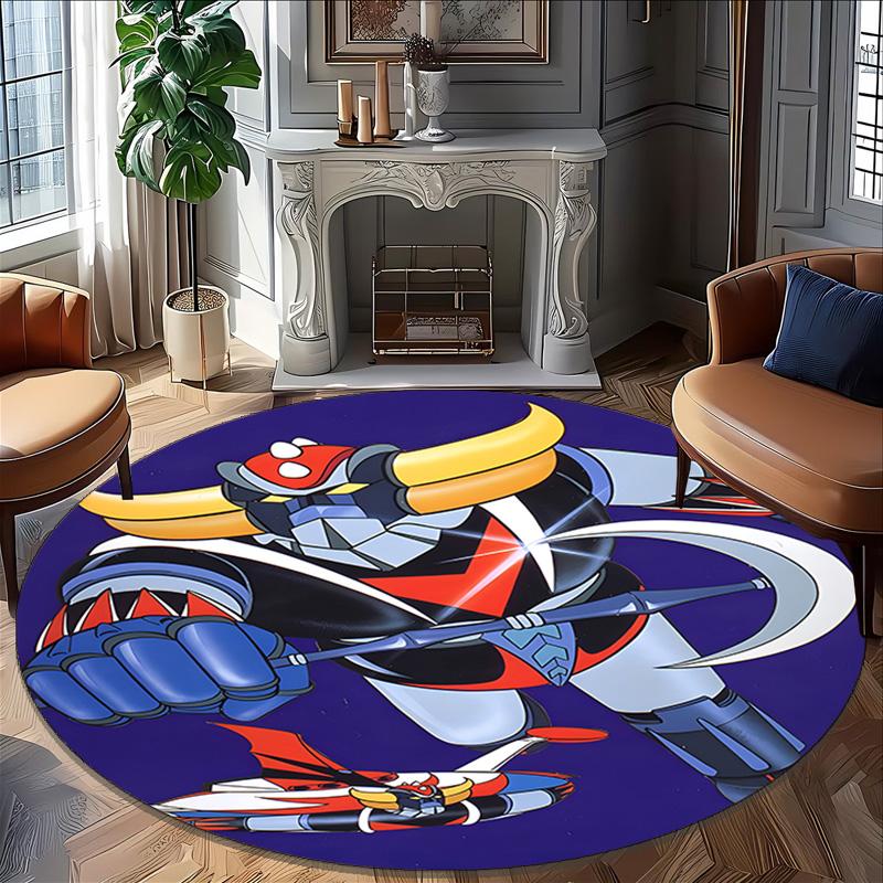 1pc UFO Robot Grendizer7 Print Round Carpet Chair Round Carpet Suitable for Bedroom Living Room Home Decorative Carpet