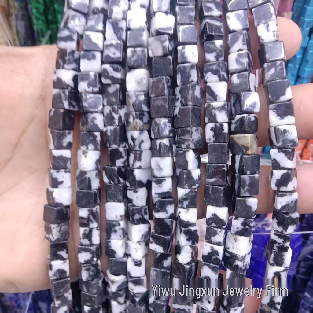 6x6mm Quadratische Rosenquarz-Achat-Perlenkette - Naturstein DIY-Zubehör