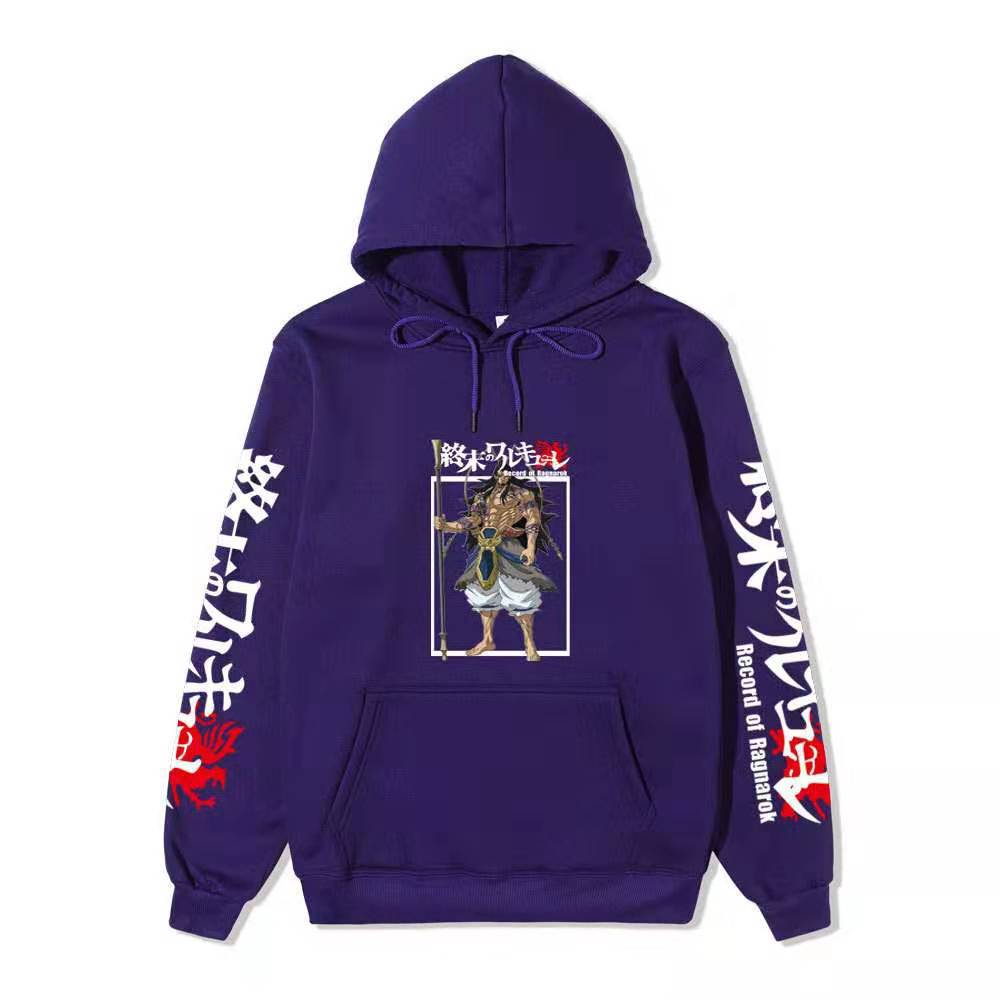 Record of Ragnarok Lu Bu Vollfarbiger Anime Hoodie Japanischer Drachen-Ärmeldruck Lässiger Pullover mit langen Ärmeln Sweatshirt