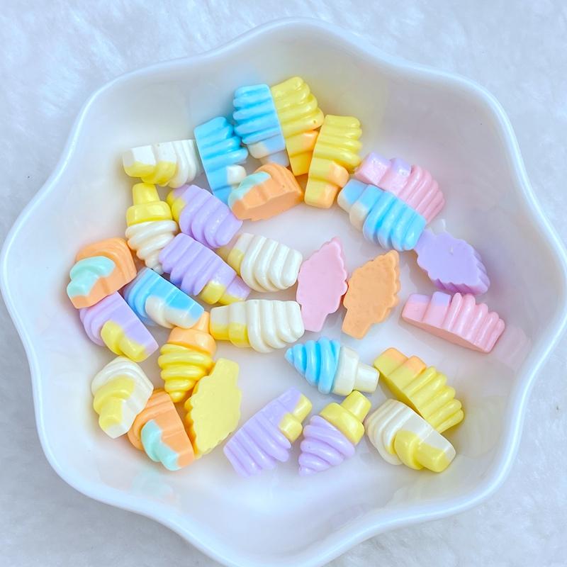 30Pcs New Cute Resin Mini 7*13mm Ice Cream Series Flat Back Manicure Parts Embellishments For Hair Bows Accessories