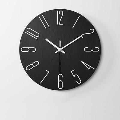 12inch Wall Hanging Clock Round Shape Silent Decorative Wall Clock 3D Number Easy Installation Wood Grain Clock School