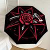 1pc Red Rose Pentagram Axe Symbol Umbrella with Plastic Handle,Suitable for All Seasons Home Travel Outdoor UmbrellaDD1025