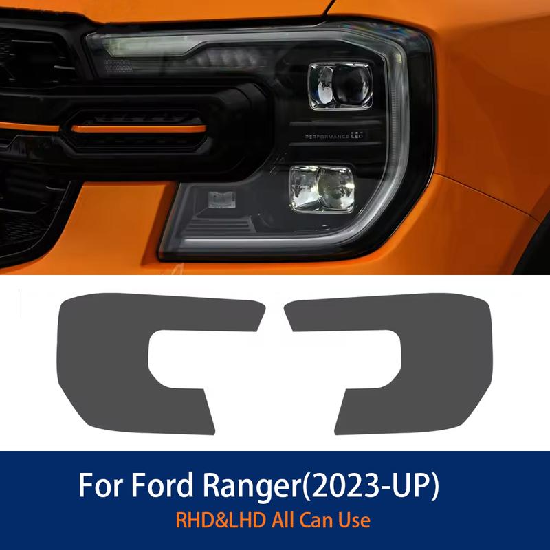 Rökig Svart Strålkastare för Ford Ranger 2023-2025 T9 Wildtrak Raptor Bil Skyddsfilm Genomskinlig TPU Klistermärke Tillbehör 2 St