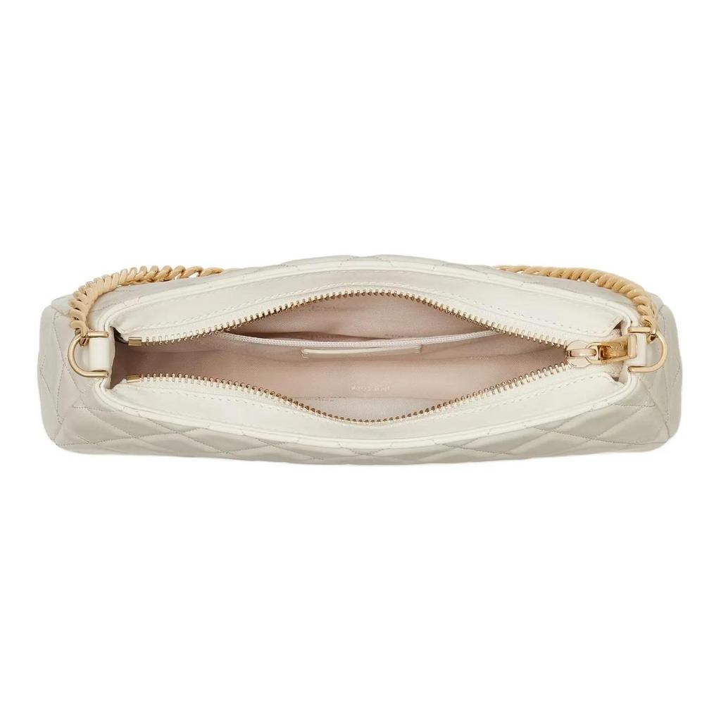 Kate Spade Carey Metal Logo Zipper Closure Leather Shoulder Bag for Women in White