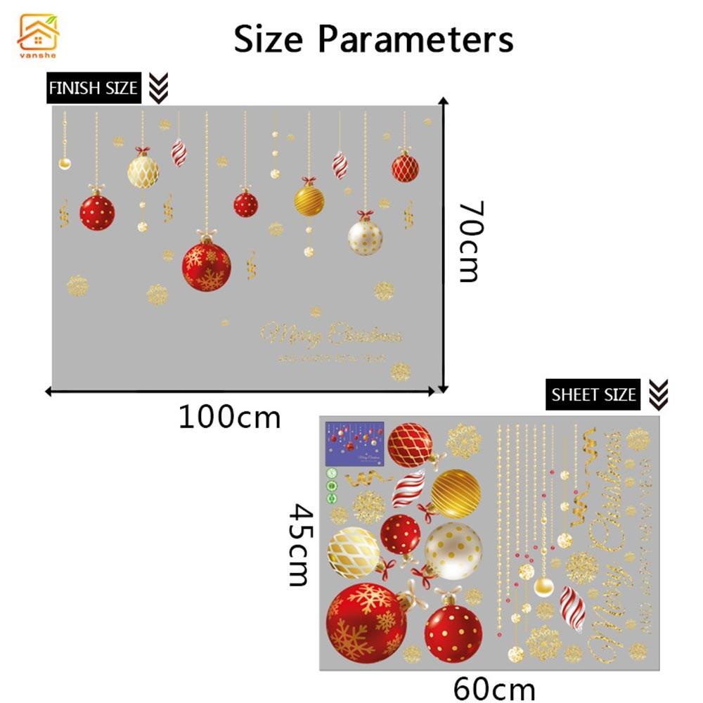 Merry Christmas Ball Wall Casement Stickers XMAS Home Shop Decor