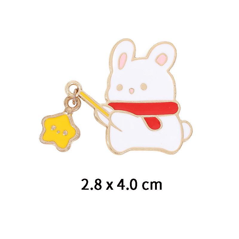 Cartoon Japanese-Style Animal Brooch: Cute Kitten, Rabbit, and Little Fox Metal Badge for Backpack or Clothing Accessory