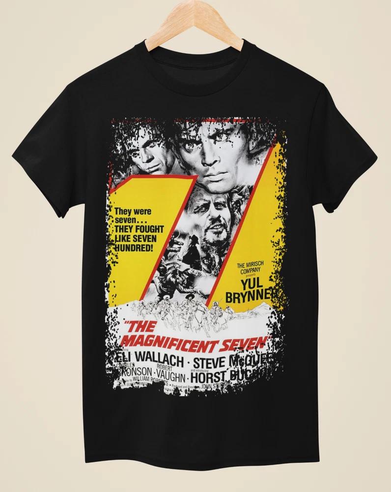 The Magnificent Seven Western Movie Poster Inspired Unisex Black TShirt S