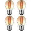 G14 Small Dusk To Dawn Edison Light Bulbs, 4W=40W, Replace A15, Vintage Amber Glass, 400LM Warm Light, Auto On/Off Light Sensing LED Filament Bulb