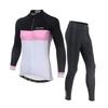 Womens Cycling Jersey Set Long Sleeve Breathable Bike Riding Outfit Sportswear