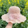 Lace Bow Wide Brim Knitted Hat Solid Color Beach Sun Hat Fashion UV Protection Cap  Travel