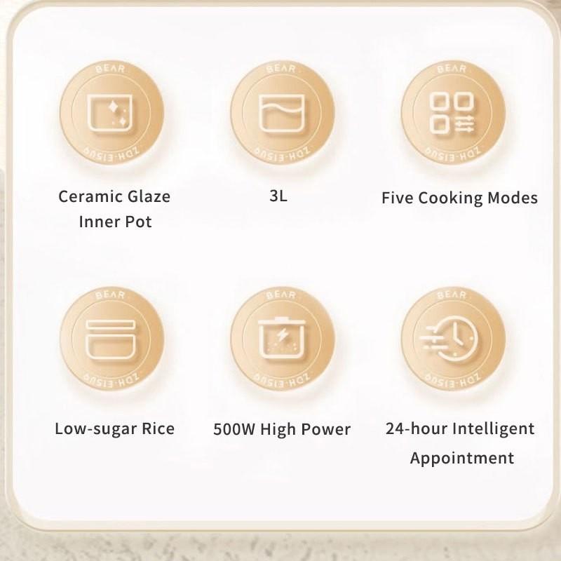 3L Large Capacity Electric Rice Cooker Multifunction Low Sugar Rice Cooking Machine Kitchen Non Stick Rice Cooker Steamer