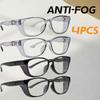 4PCS Anti Pollen Safety Glasses Square Anti Fog Blue Light Blocking Glasses with Side Shields for School Daily Life